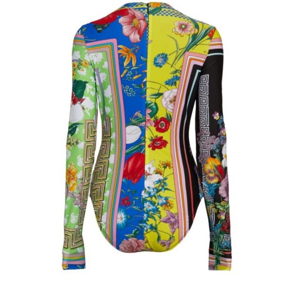 VERSACE Mixed Floral-Print Bodysuit SZ 6 - Picture 2 of 6
